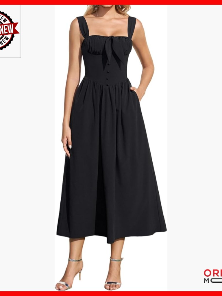 A-Line Midi Dress With Corset Top And Bow Detail For Wedding Guest